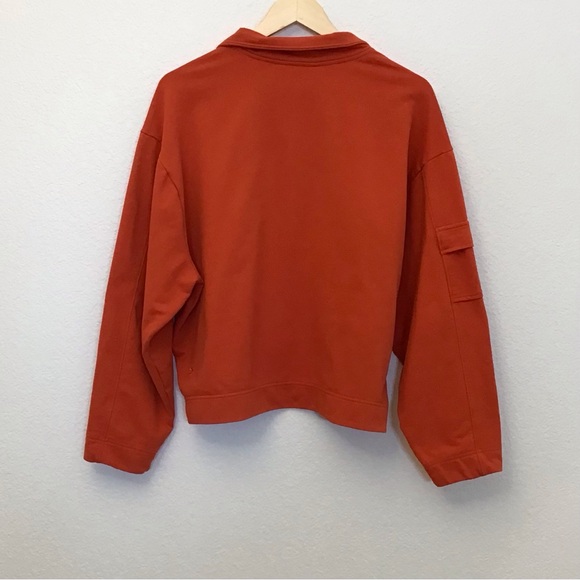 Athleta Lg Retroterry 1/4 Zip Sweatshirt Women’s Pumpkin Orange Athletic Boxy - Picture 5 of 11